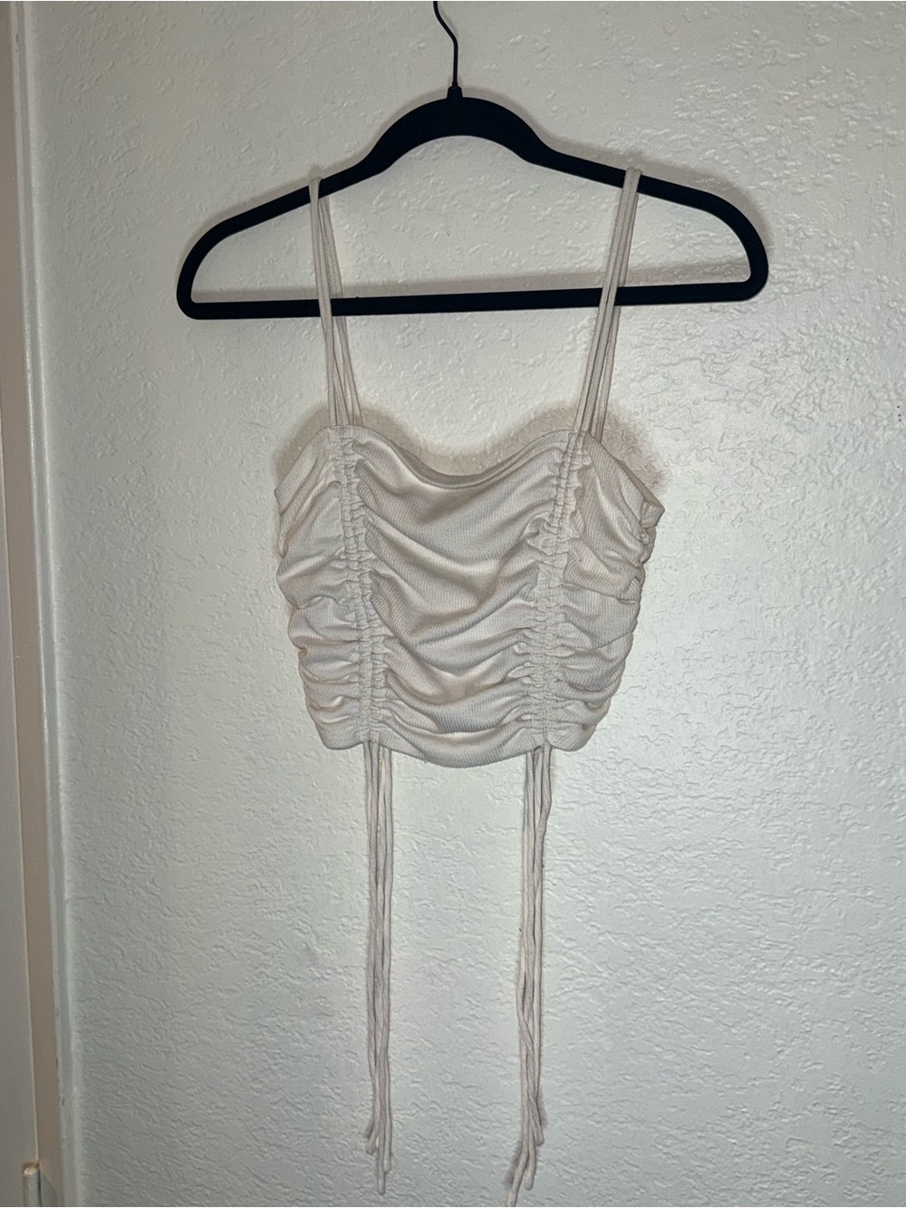 Princess Polly Cream Ruched Drawstring Crop Cami